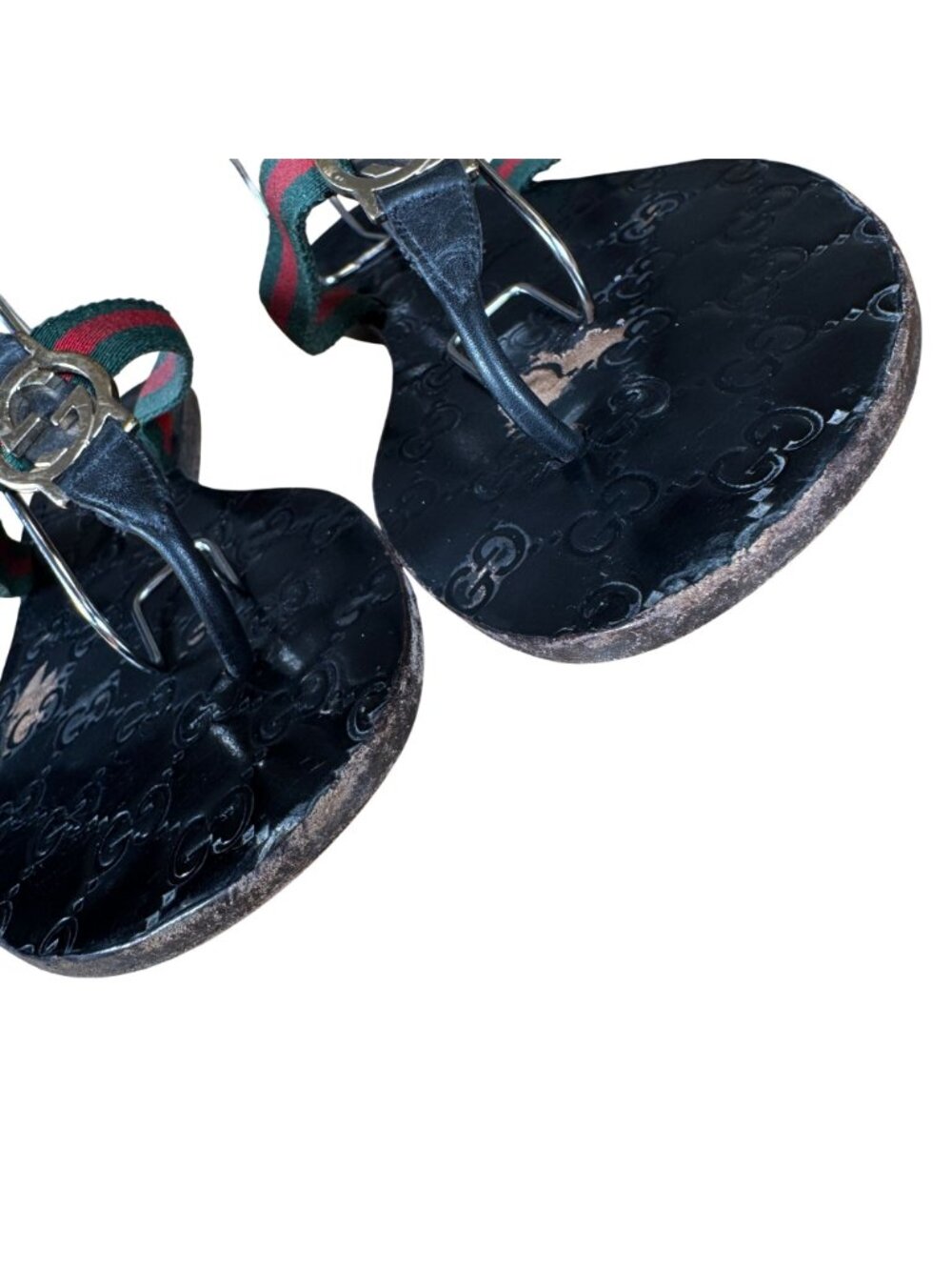 Gucci Interlocking GG Monogram Web Stripe Thong Sandals Black EU 40.5 US 10.5 - Picture 3 of 11